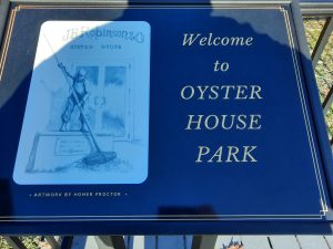 Oyster House Park welcome sign