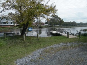 View of the launch site and floating dock